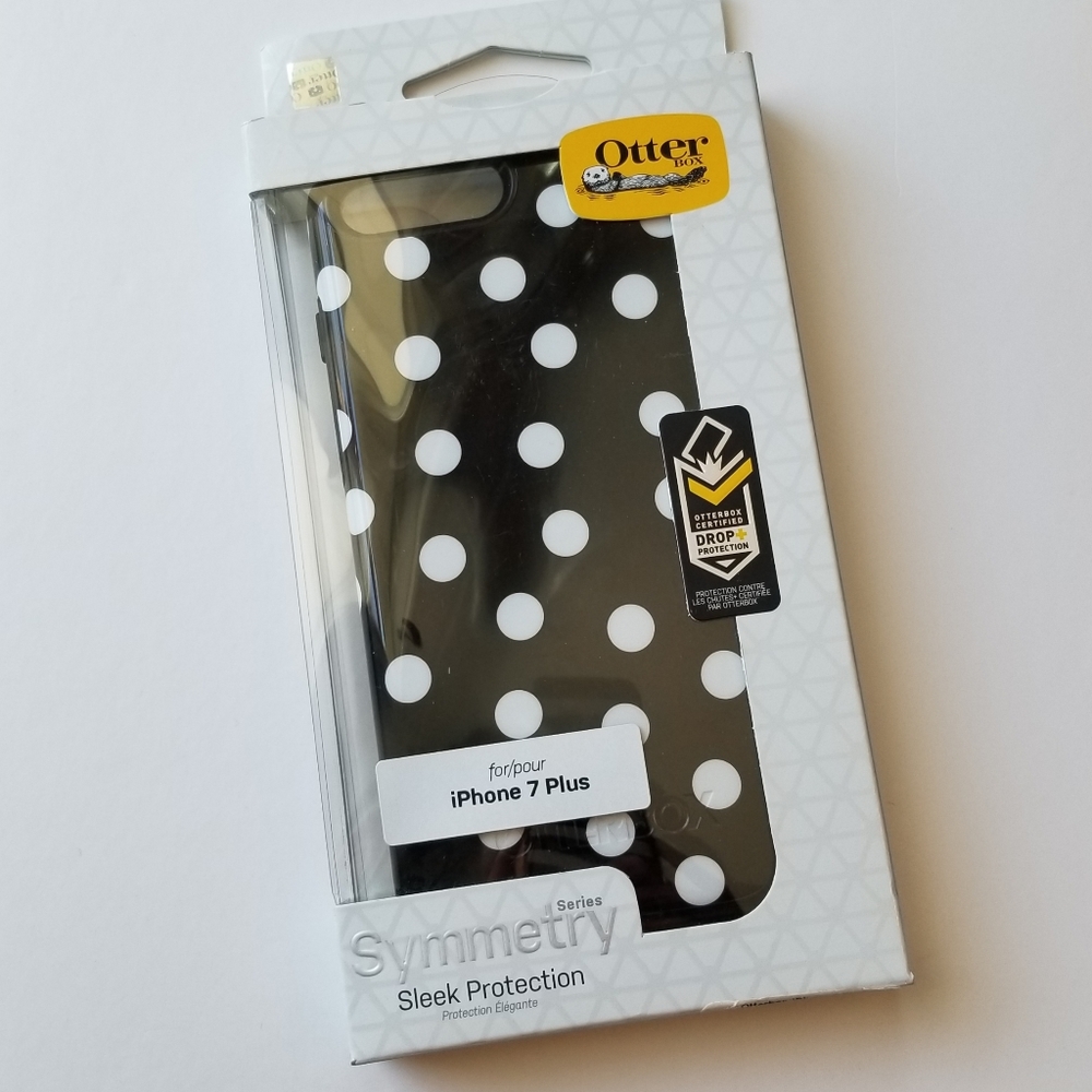 ❗OtterBox iPhone 7 Plus, Date Night  Black and White Polka Dot Case❗